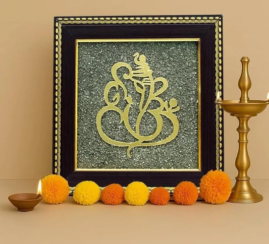 Ganeshji on Raw Pyrite Frame 6x6 inch